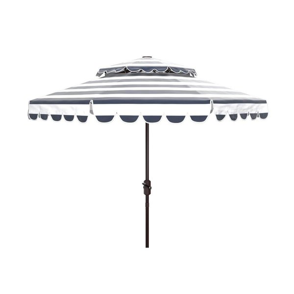 Safavieh 9 ft. Vienna Round Double Top Crank Umbrella, Navy & White PAT8211C